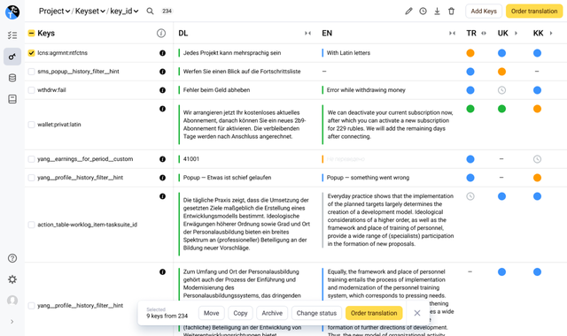 Translation management interface from Aleksandr’s existing portfolio